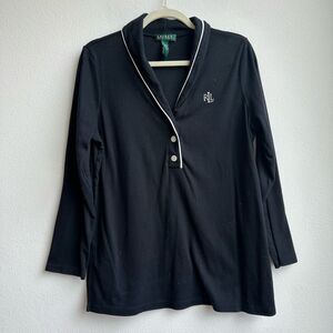 $5/$25 Ralph Lauren Shawl Collar Black White Collar Size Large Crest Mon…